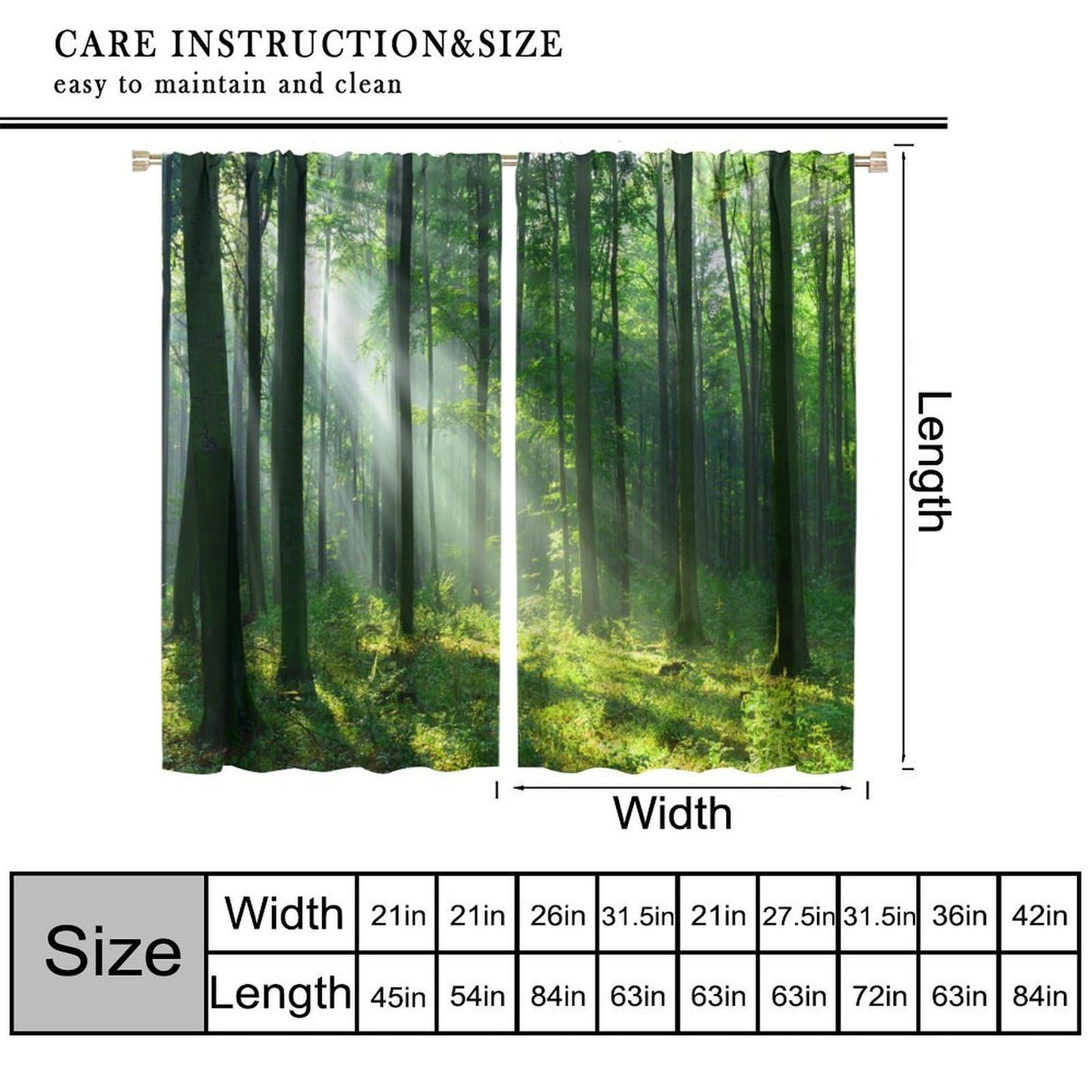 UFUH Nature Landscape Blackout Curtains,Spring Jungle Sunshine Forest Land Scenery Window Treatments for Bedroom Living Room Kitchen,2 Panels Set Total Size 42 x 45 Inch