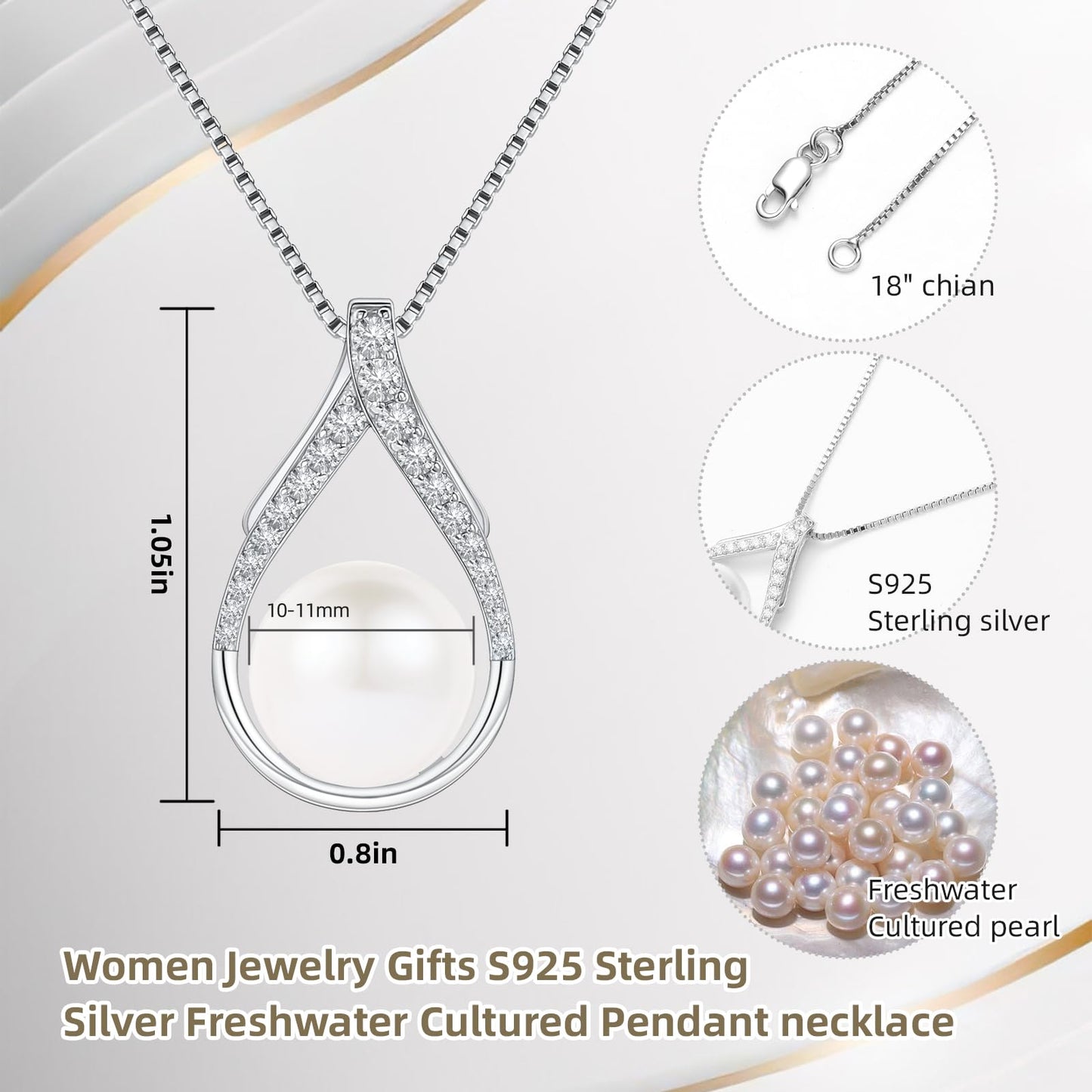 NONNYL Gift for Women Wife- Mothers Day Gifts for Mom Her Couples Present Girlfriend, Gift for Wife Birthday Wedding Anniversary Jewelry Christmas Day Valentine's Gifts- Pearl Necklace