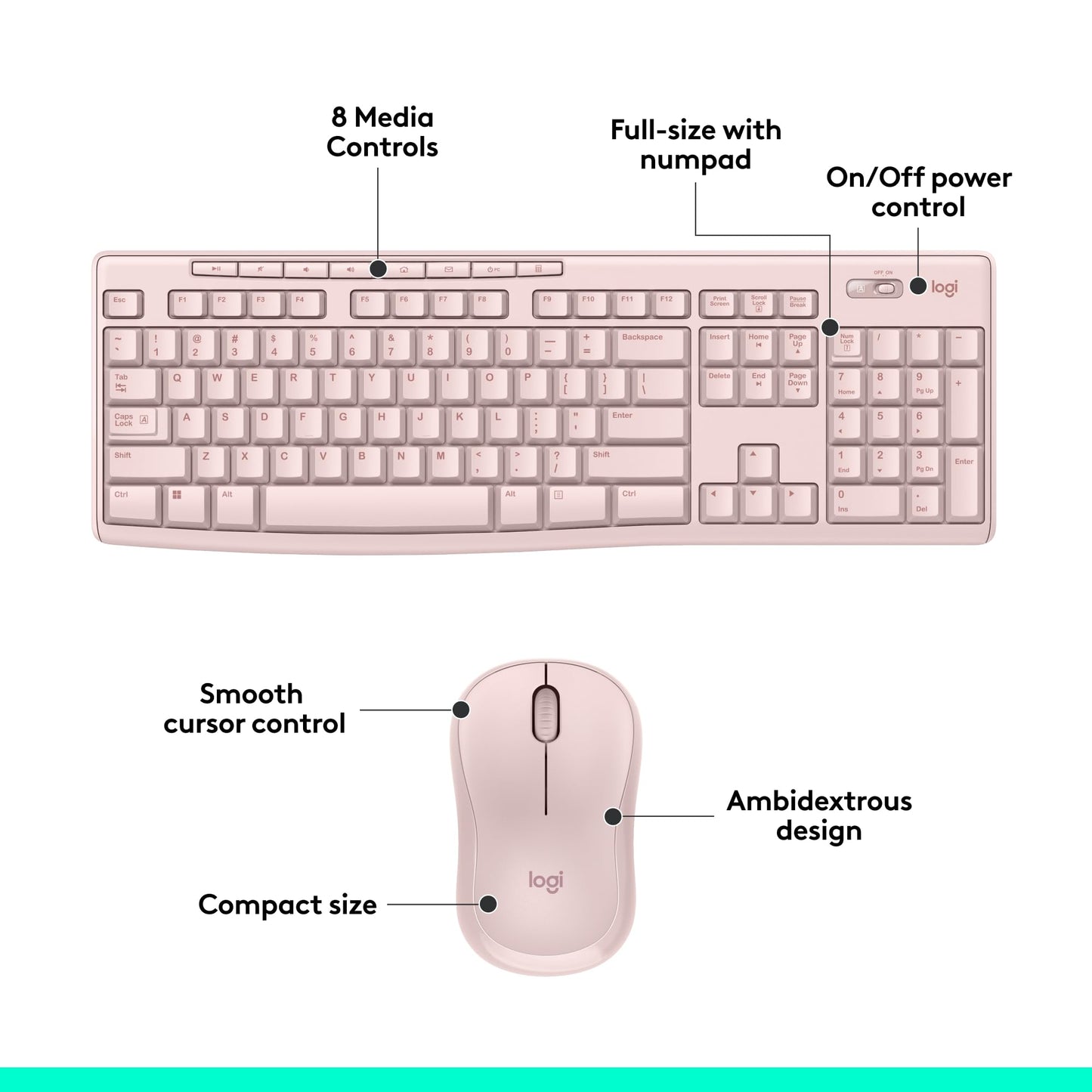 Logitech MK270 Wireless Keyboard and Mouse Combo for Windows, 2.4 GHz, 8 Multimedia Keys, PC, Laptop, Wireless Keyboard Compact Mouse Combo - Black