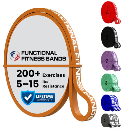 Functional Fitness Pull Up Bands Resistance Bands | Exercise Bands for Working Out | Long Stretch Bands for Exercise, Training Bands, Resistance Bands for Stretching Orange 1/4" 5-15 lbs