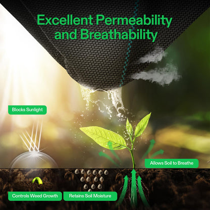 VIVOSUN Premium Weed Barrier Landscape Fabric Heavy Duty, 3ftx100ft 5oz Double-Layered Weed Control Mat with High Permeability, Commercial Ground Cover, Easy Set up & Superior Weed Control