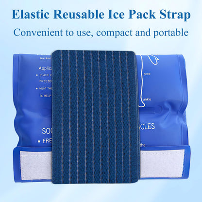 4-Pack Ice Pack Straps, Reusable & Stretchable – 35.5"x3" Adjustable Elastic Wrap with Hook and Loop Closure, Secure Ice Pack Holder for Cold Therapy (Blue)
