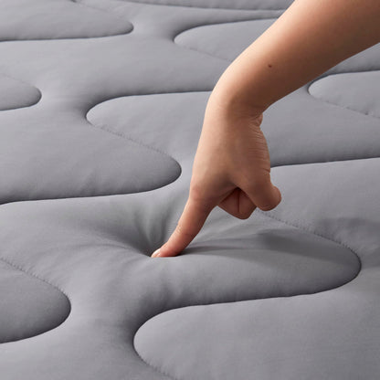 Sleep Zone Cooling Mattress Pad Twin, Support Mattress Topper, Breathable and Soft Mattress Protector, Deep Pocket Bed Cover, Machine Washable (Dark Grey, Twin)