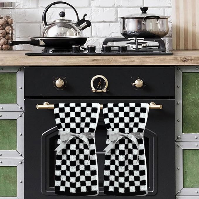 Jacquotha Black and White Hand Towels 4 Pack, Cotton Decorative Bathroom Hand
