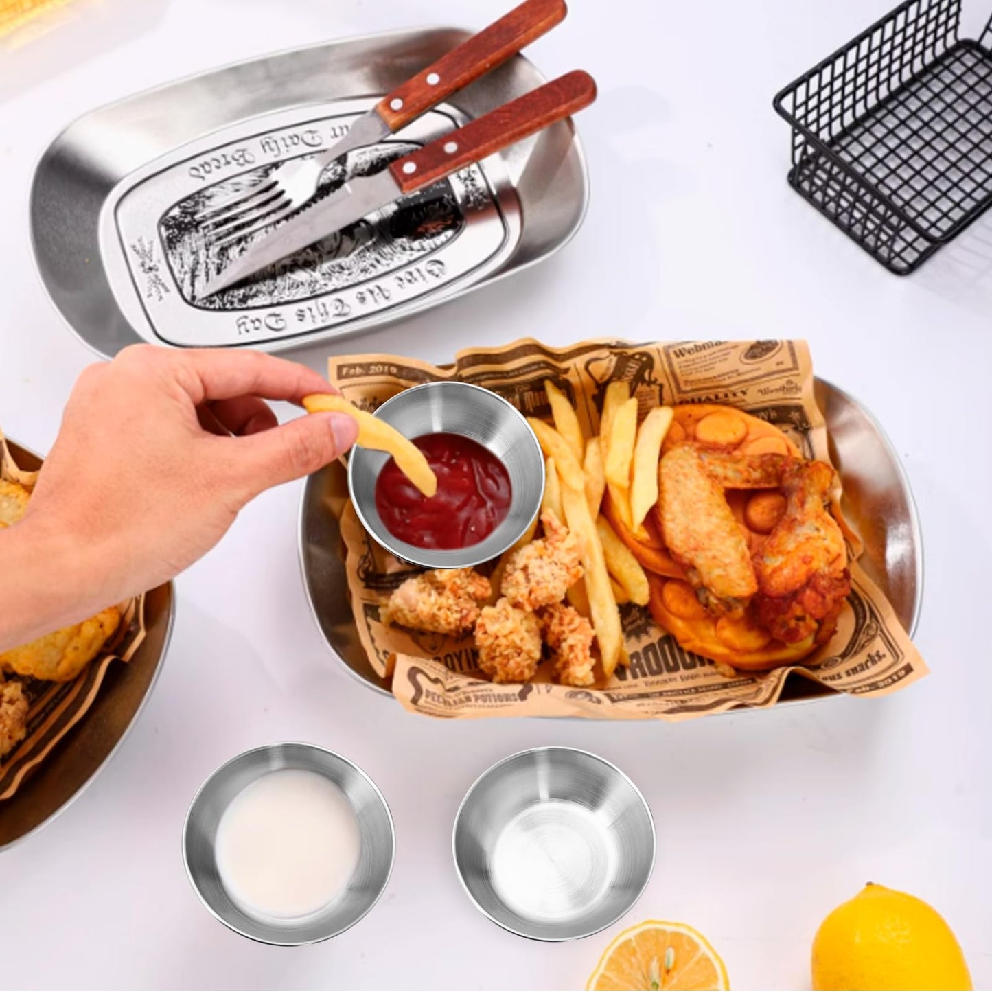 Ipercox 12Pcs Stainless Steel Sauce Dishes, Silver Sauce Dip Bowls, 2 Sizes of Round Metal Bowl Condiment Dishes (3.22inch, 3.46inch)
