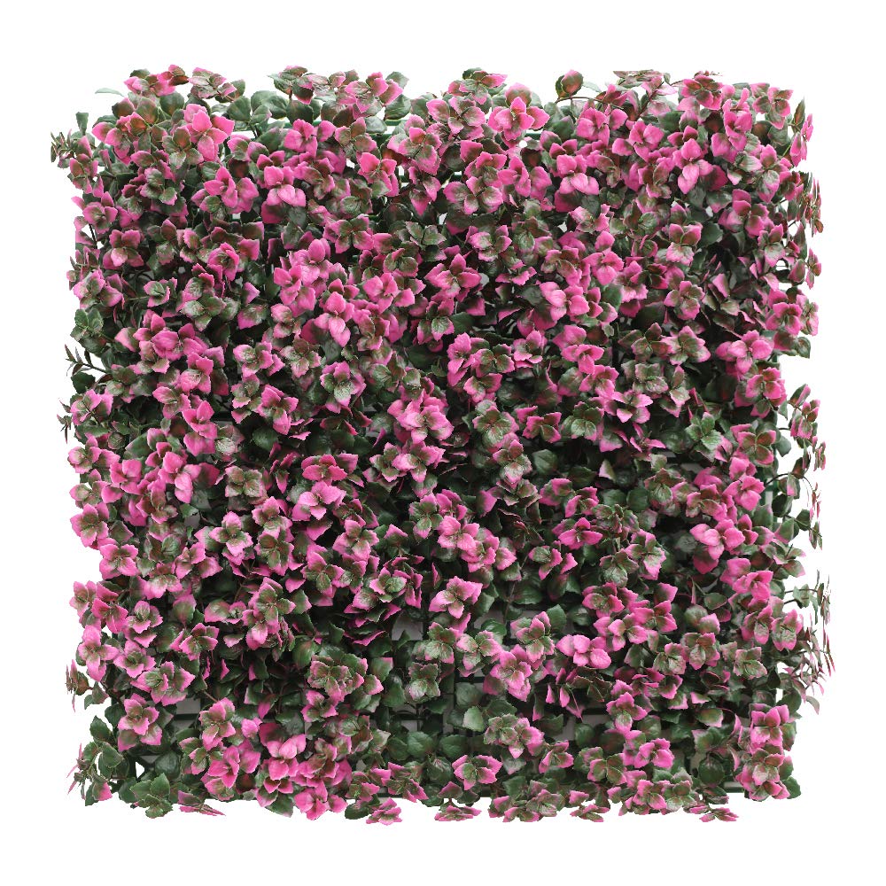 Patio Paradise 20"x20" (6PC) Artificial Grass Wall Panels Greenery Backdrop Faux Boxwood Hedge Fake Ivy Privacy Screen for Outdoor Wedding Décor Photography Background, Pink Reineckea Carnea