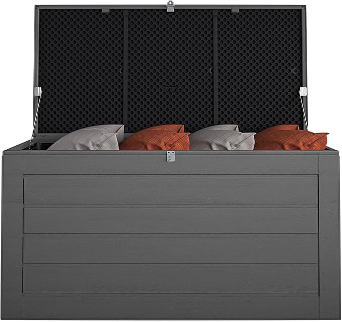 Cosco Outdoor Living 88180BGY1E Cosco Outdoor Patio Storage, Extra Large, 180 Gallons, Charcoal Deck Box, Black/Gray