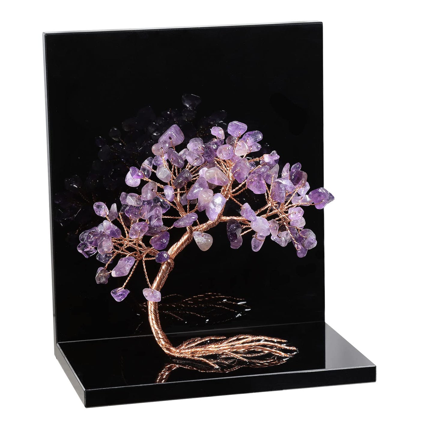rockcloud Set of 2 Amethyst Crystal Tree Acrylic Decorative Bookends, L-Shaped Heavy Duty Book Ends to Hold Books for Home Office Shelves, Purple