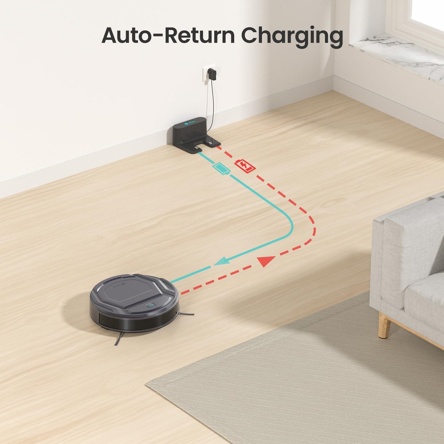 Lefant M210 Pro Robot Vacuum, Slim Quiet, 3 Adjustable Suction Levels, 6 Modes, Robot Vacuum Cleaner for Pet Hair, Hard Floors & Low Carpets, Self-Charging, WiFi/App/Alexa Control, Gray