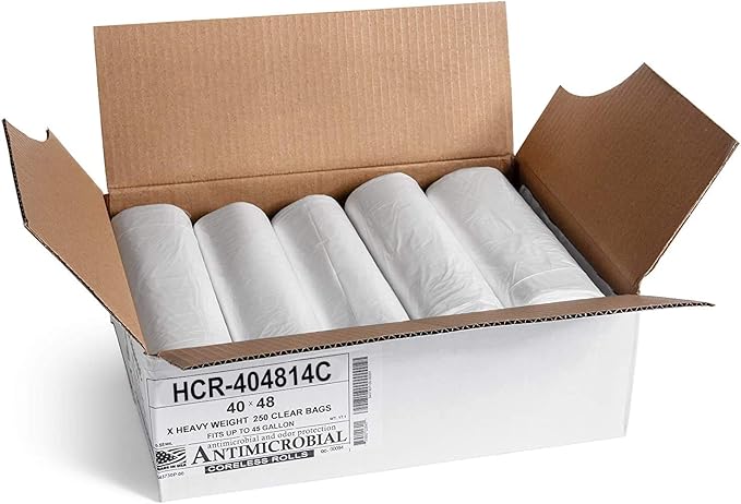 Aluf Plastics High Density Trash Bags, 45 Gallon, 14 Micron,