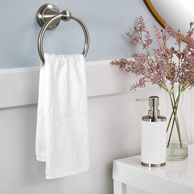 White Hand Towels for Bathroom Wavy Jacquard