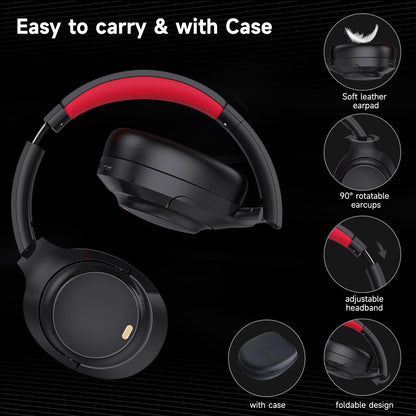 IFECCO Active Noise Cancelling Headphones Bluetooth 5.4 - Wireless ANC Headphones Over Ear with Microphone,100H Play Time,HiFi Stereo Bluetooth Headset with Cushioned Pads for Home Office