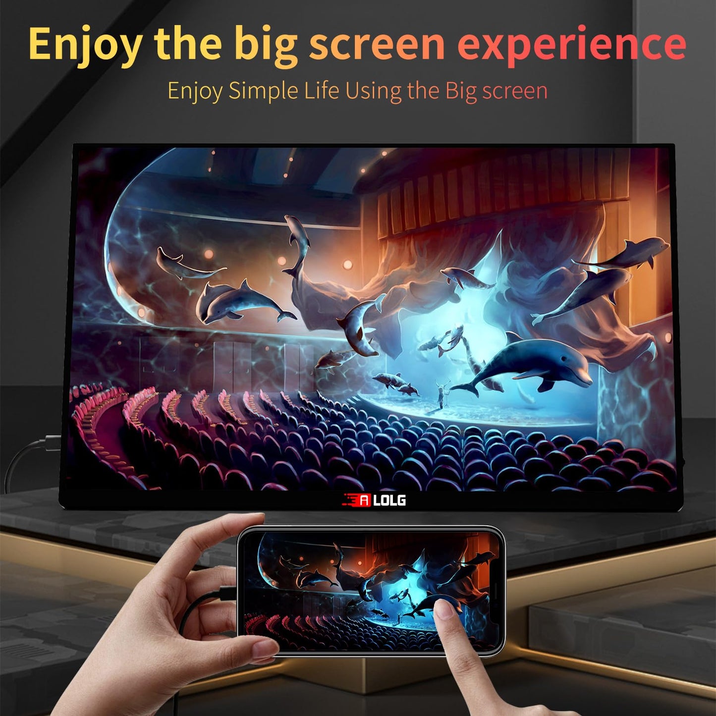 10.5''Portable Monitor for latop ,2K FHD 60HZ Laptop Monitor Screen,USB-C and HDMI Inputs, Ultra-Slim IPS Panel with HDR and Premium Smart Cover & Speakers for Laptop,PC,Phone,PS4/5,Switch,Mac,Xbox