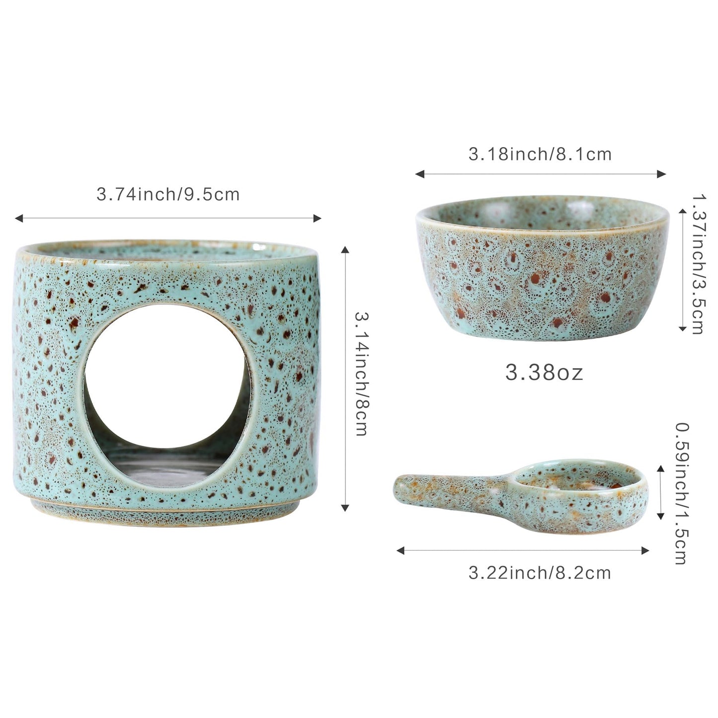 Auxmeware - Essential Oil Burner for Scented Oil, Oil Warmer, Tealight Wax Melt Warmer, Candle Diffuser, Tea Light Holder, Green