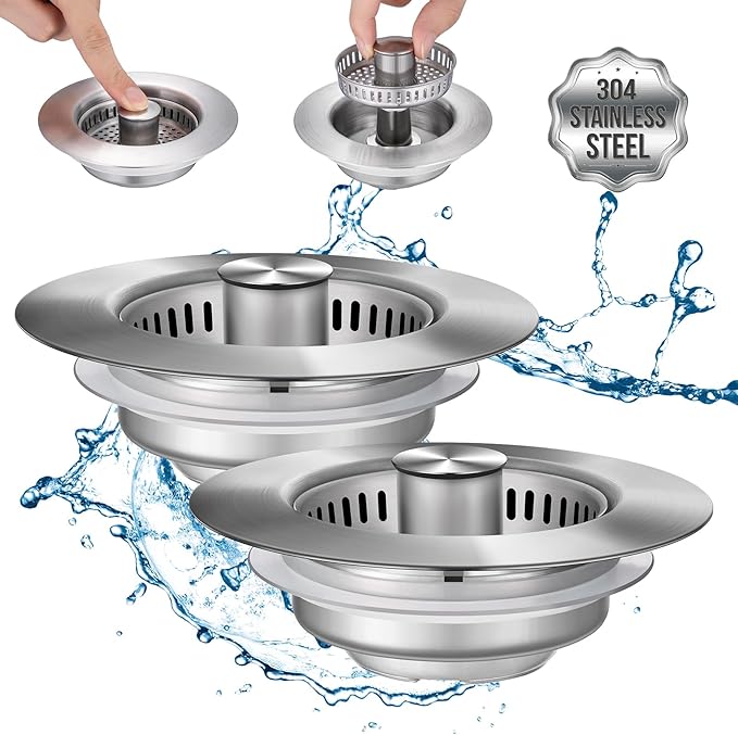 Upgraded 3 in 1 Kitchen Sink Drain Strainer