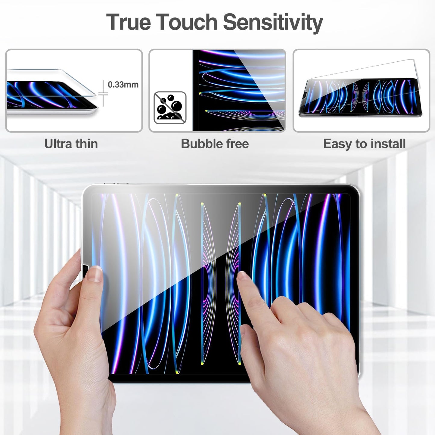 ProCase 2 Pack Screen Protector for iPad 9th 8th 7th Generation 10.2 Inch (2021/2020/2019), Tempered Glass Film for A2602 A2603 A2270 A2197 -Clear