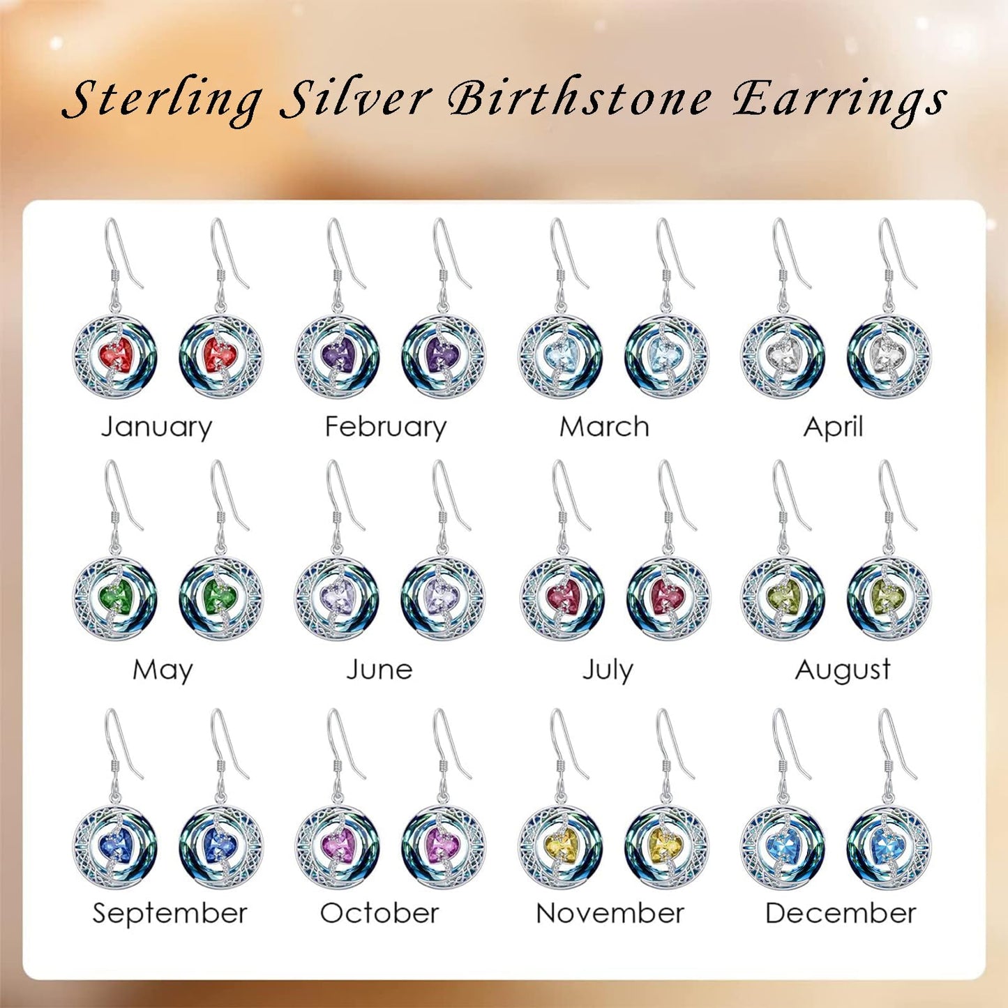 TOUPOP Pink Tourmaline Earrings October Birthstone Earrings Sterling Silver Moon and Star Drop Dangle Earring Jewelry Blue Crystal Birthday Mothers Day Gifts for Women Mom Her