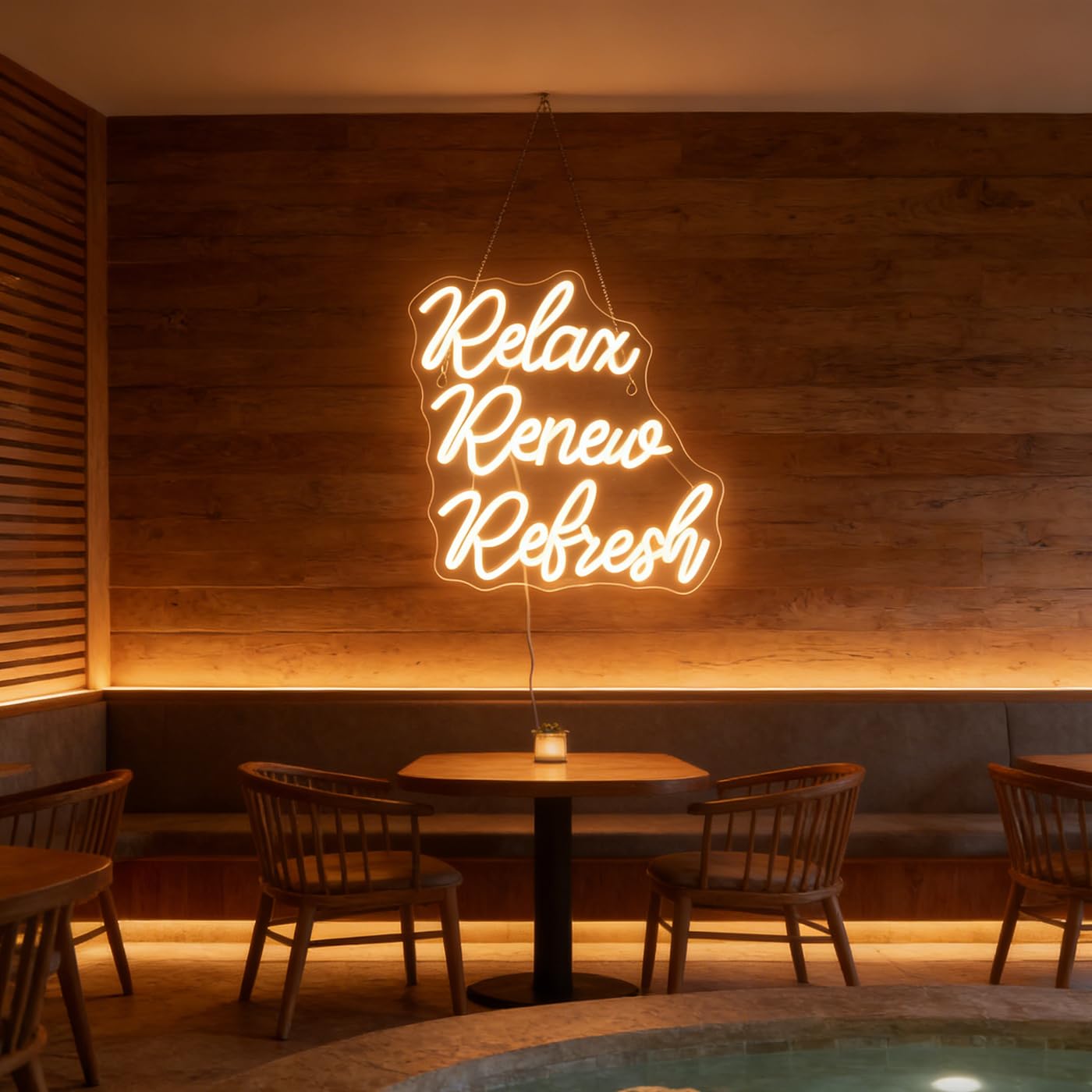 Relax Renew Refresh Neon Sign Led Dimmable Neon Lights for Bar Room Home Art Wall Decor Party Window Living Room Decor Christmas' Birthday Gift (Warm white)