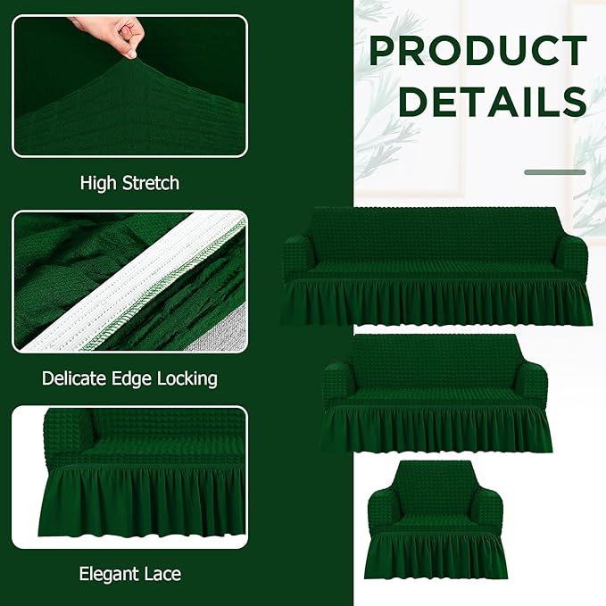 Fanfanwin 3 Pcs Sofa Slipcover Set