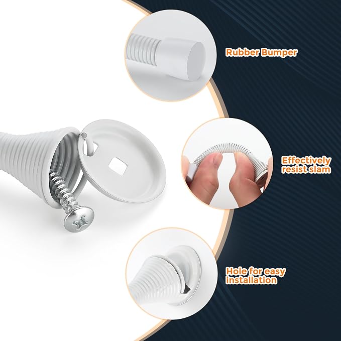 Ravinte Door Stoppers, 6 Pack White Spring Door Stops with Rubber Bumper, Door Stoppers for Bottom of Door