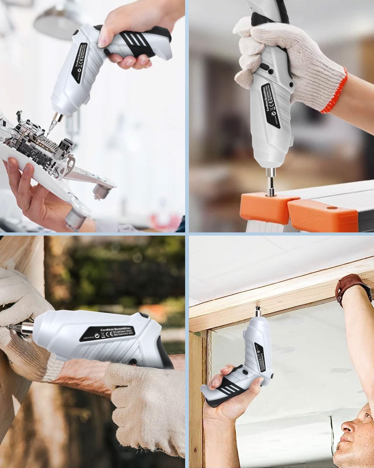KALAHOL 49 Piece Electric Screwdrivers Cordless, 1300mAh Cordless Screwdriver Rechargeable, 3.6V Rotatable 90 Degrees Electric Screwdriver Set for Home DIY, White