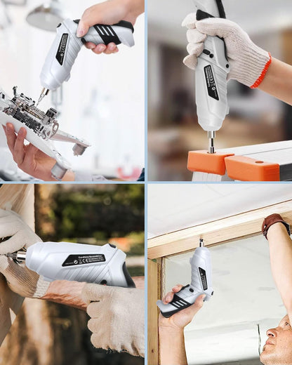 KALAHOL 49 Piece Electric Screwdrivers Cordless, 1300mAh Cordless Screwdriver Rechargeable, 3.6V Rotatable 90 Degrees Electric Screwdriver Set for Home DIY, White