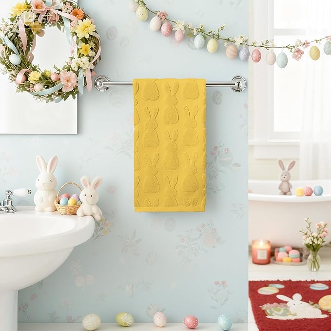 Artoid Mode 1 Pc Yellow 3D Rabbit Jacquard Easter Hand Towels