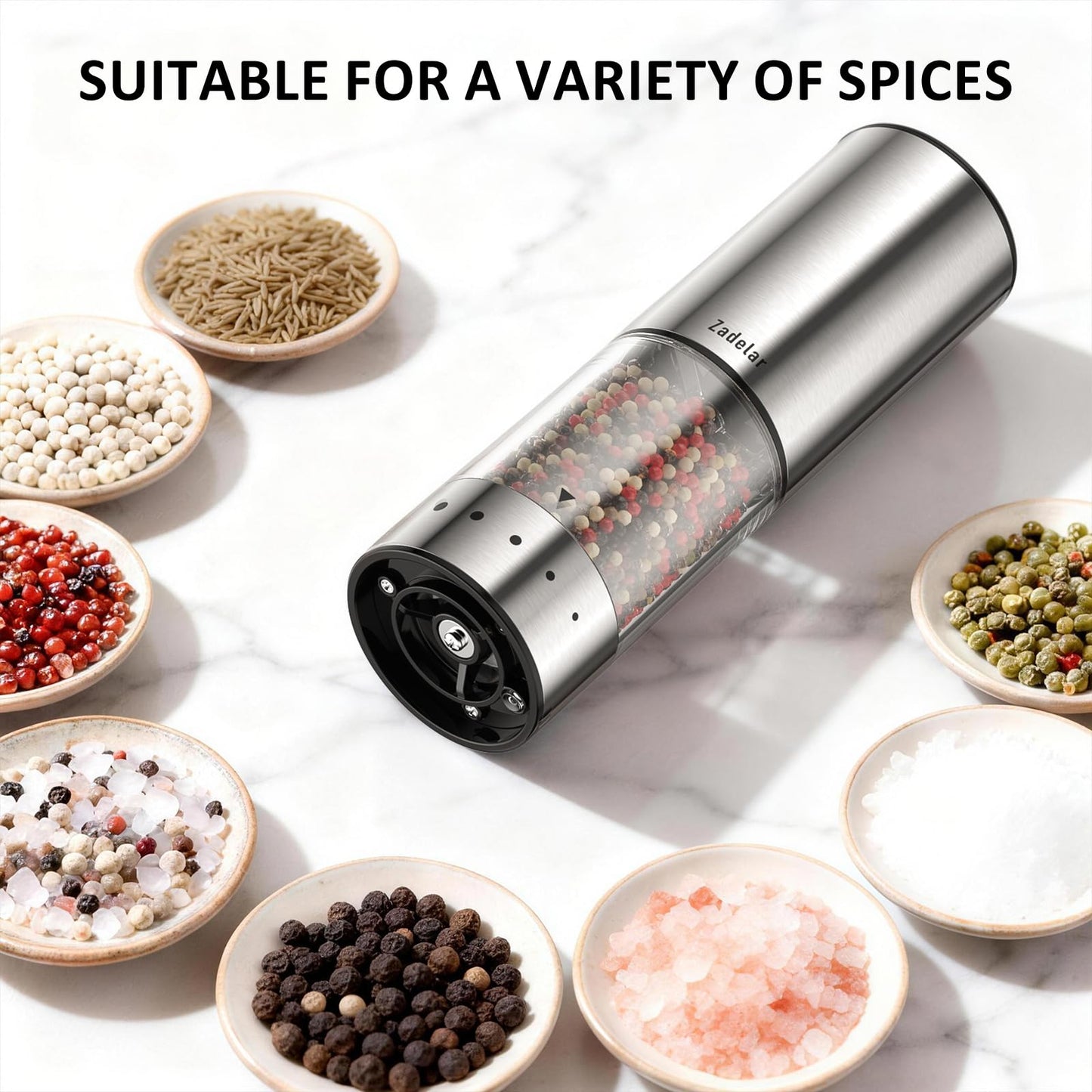 Rechargeable Electric salt and pepper grinder set with Storage Base,Automatic Refillable Salt and Pepper Shakers with LED Display,Upgraded Large Capacity,External Adjustable Coarseness for Mom Gifts