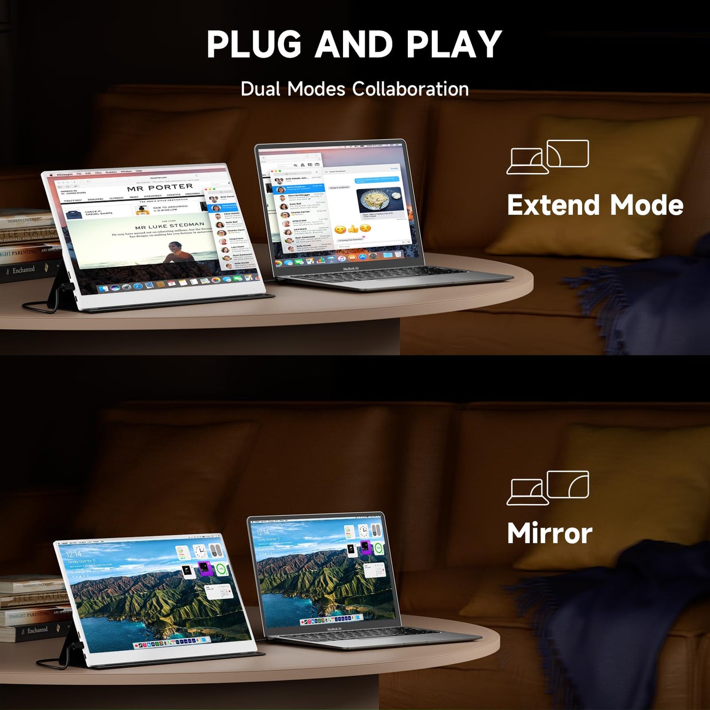 AYY Portable Monitor for Laptop 15 Inch, FHD 1080P USB-C HDMI Travel Monitor External for Computer, Second Display HDR IPS Gaming Monitor Extender for PC MAC Phone PS4/5 Xbox Switch, Built-in Speakers