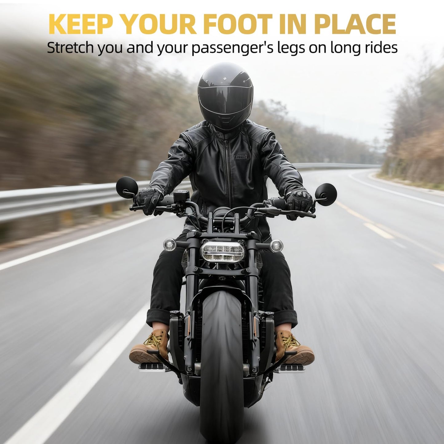 Motorcycle Foot Pegs, 10mm Highway Passenger Footboard Footpegs Male Mount Foot Rest Pedal Lion Paw Style Fit for Harley Davidson Touring Street Glide Softail Dyna Sportster(Chrome)