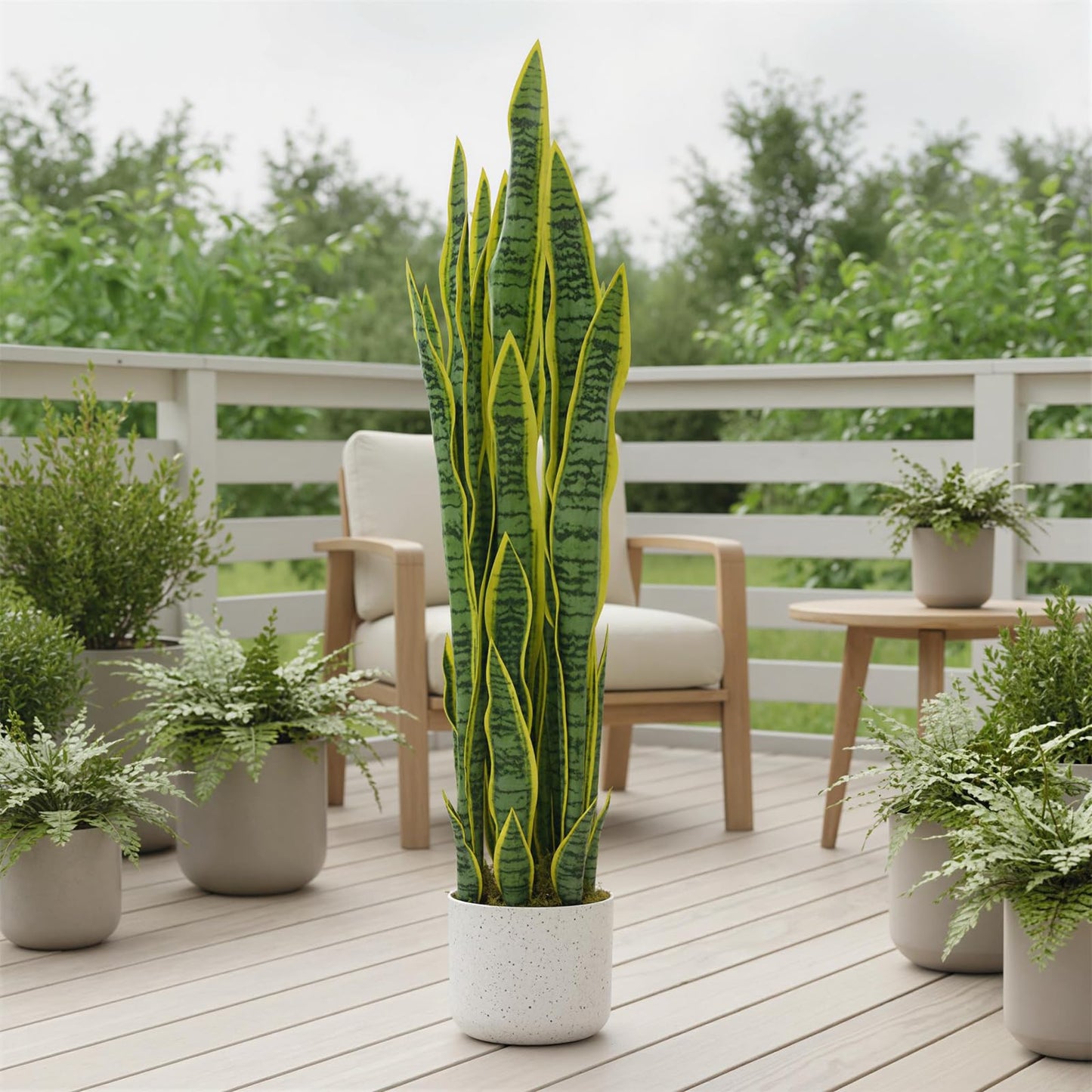 GAOMON 3Ft Fake Snake Plant with 33 Realistic Leaves Tall Artificial Faux Snake Plant Potted Fake Mother-in-Law's Tongue Plants for Indoor Outdoor Home Office