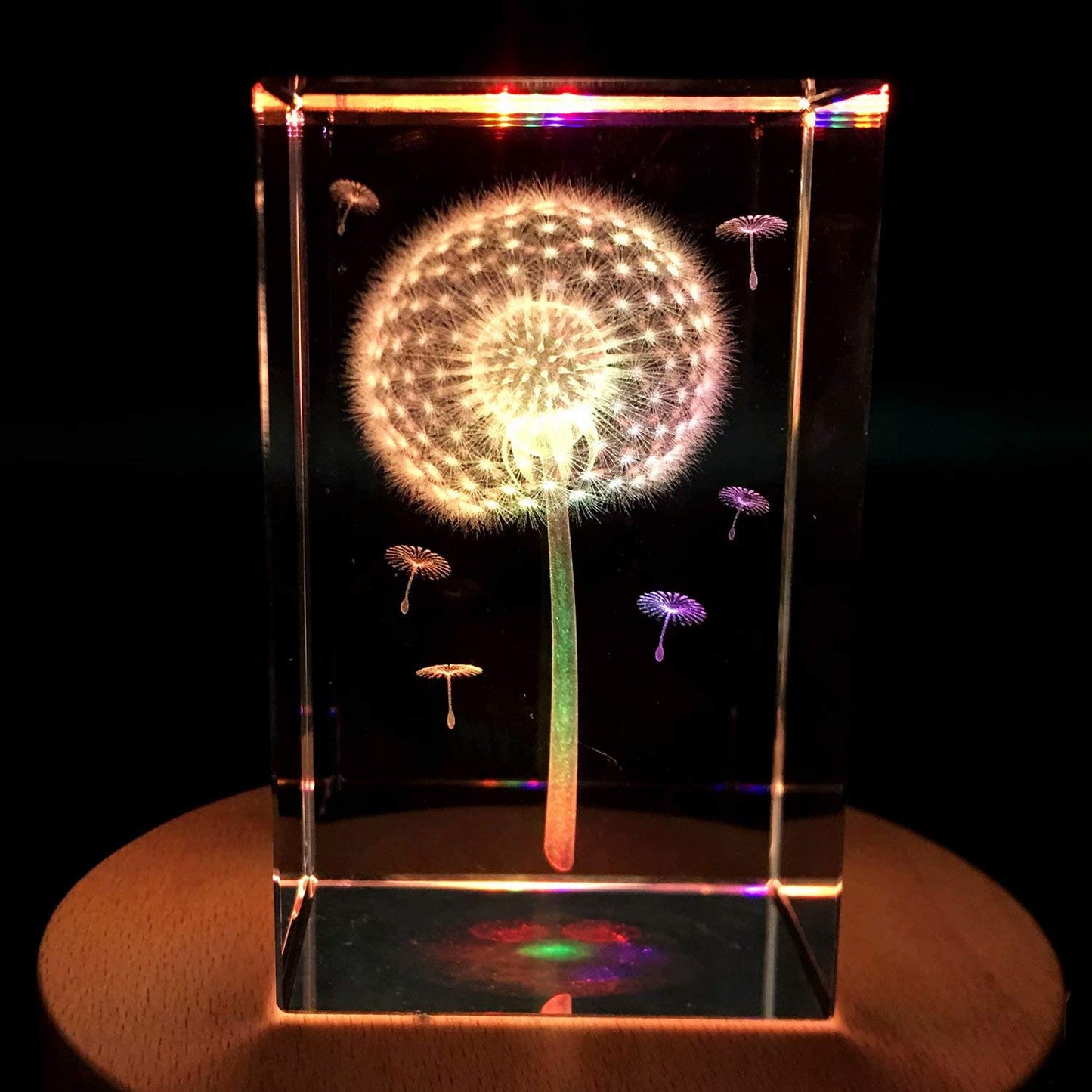XINDAM 3D Dandelion Paperweight(Laser Etched) in Crystal Glass Cube Gift for Graduation Christmas Birthday Valentine's Day 3x2x2 Inch