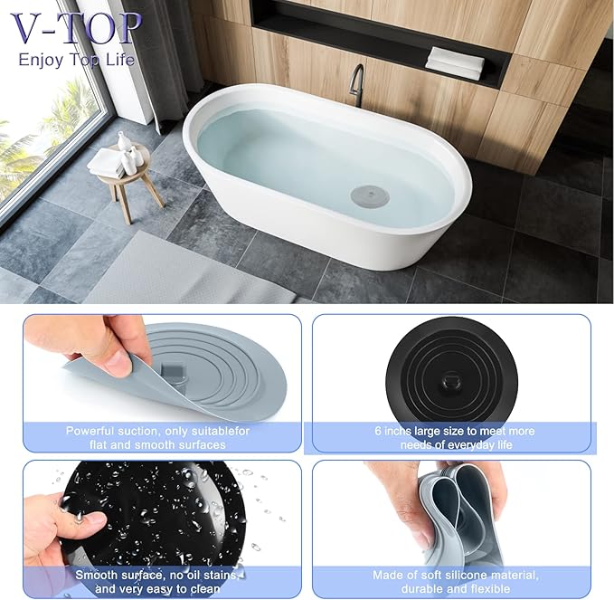 V-TOP Sink Strainer Stopper 4 Pack, Universal Silicone Kitchen Sink Drain