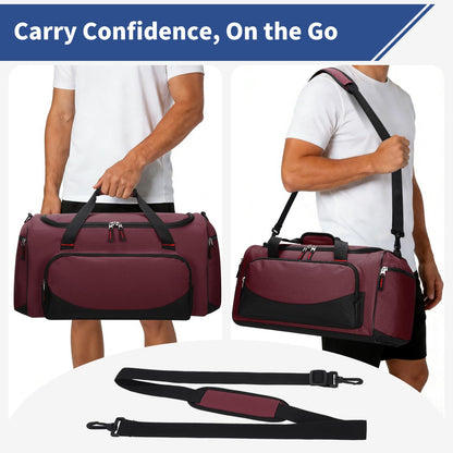 LONALIA 45L Gym Sport Duffle Bag - 20 inch Weekender Overnight Bag for Travel, Workout, Fitness, Training (Maroon-45L)