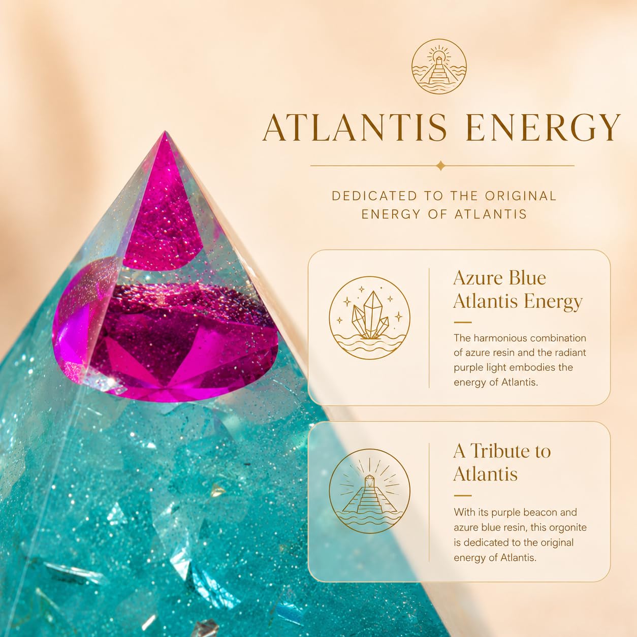 ORGONIC-Art Orgonite Pyramid – Inspired by Wilhelm Reich with Rock Crystal & Brass Leaf, a Symbolic Design Object for consciously Shaped Spaces in Today’s Modern Environment of WLAN, 5G & More