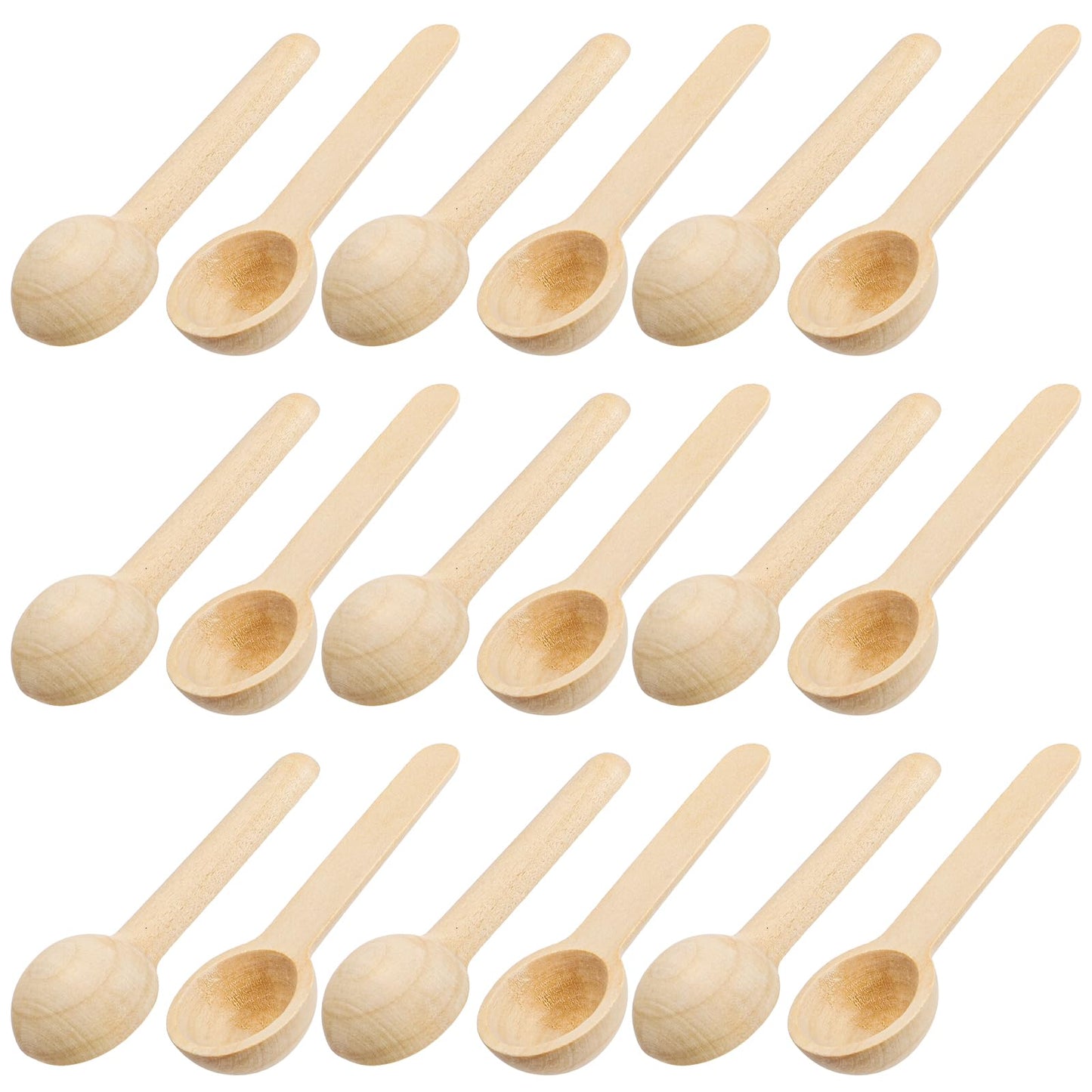 Tebery 60PCS Mini Wooden Spoons Small Bath Salt Spoon Candy Spoon Baby Spoon for Spice Jars Seasoning Honey Coffee