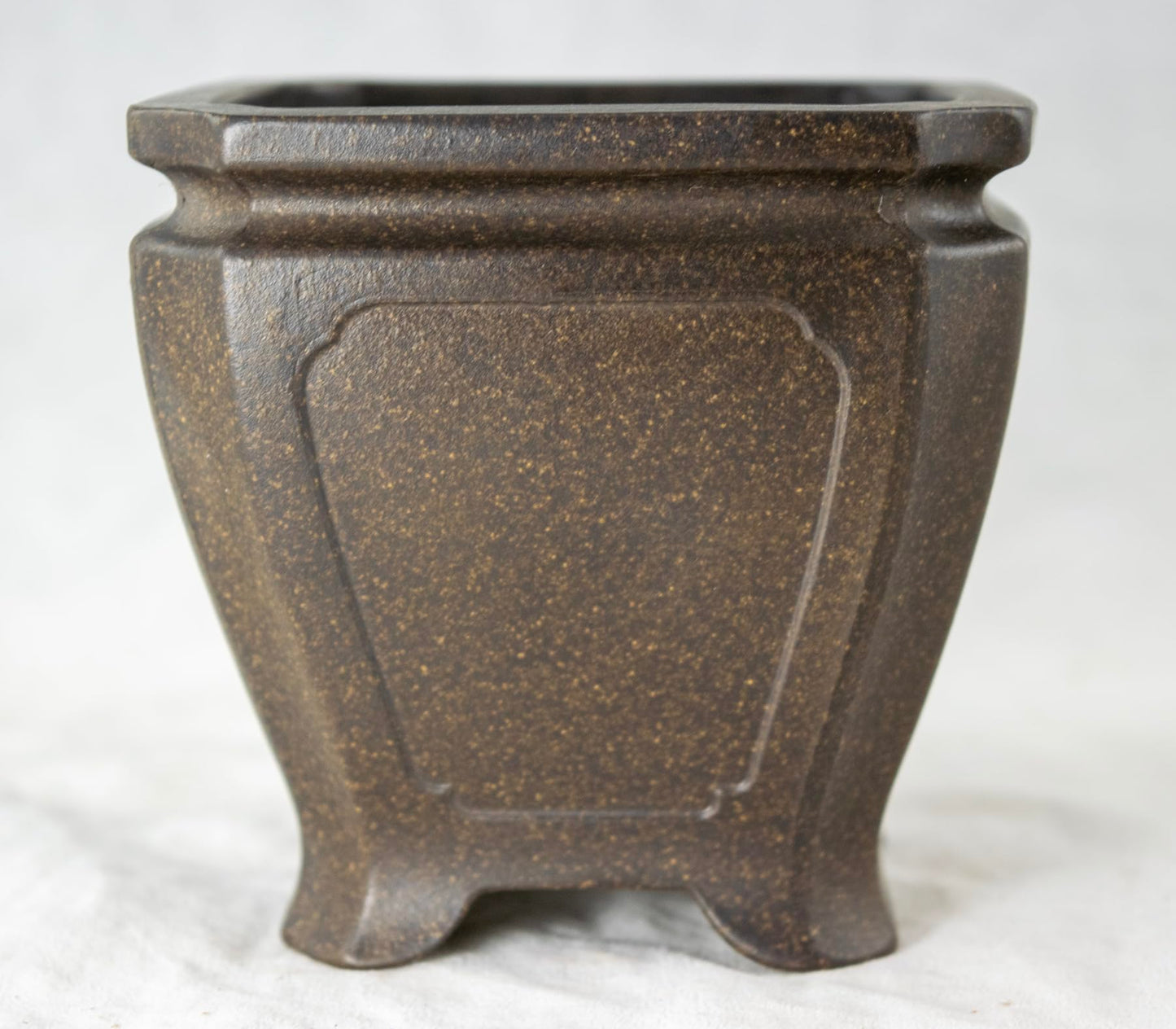 Yubonzai Vintage Square Yixing Shohin Zisha Bonsai Pot, Cactus & Succulent Planter + Mesh - 4"x 4"x 3.75"