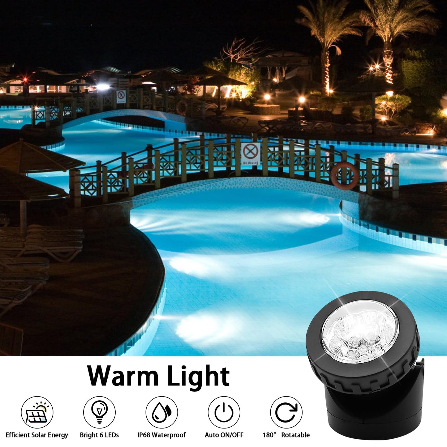 AVEKI Solar Pond Spotlights, 12 LED Solar Underwater Lights with Dual Head Waterproof Submarine Landscape Spotlight Security Lighting for Outdoor Patio Ganden Fountain Pond… (White, Single Head)