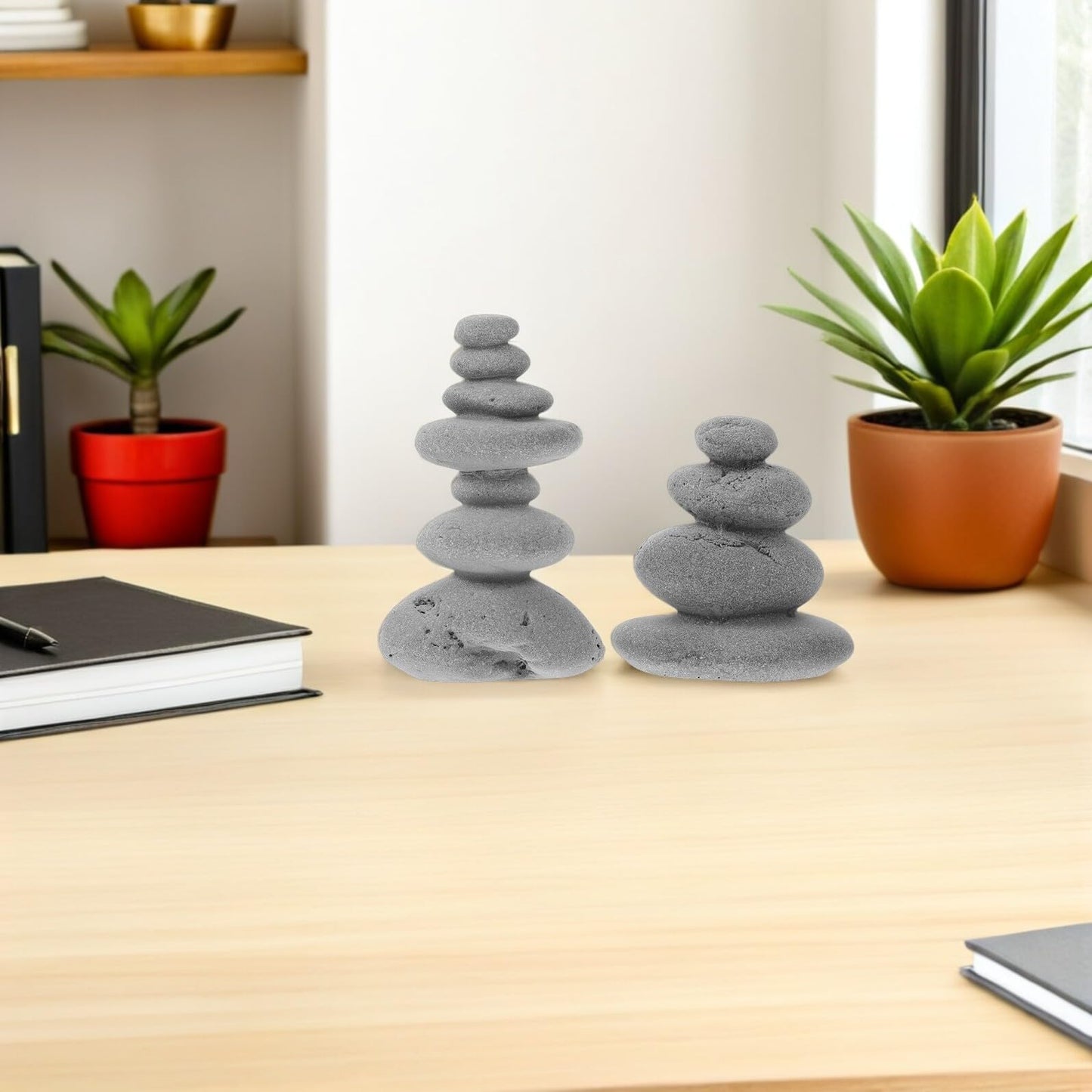 VOSAREA 2pcs Stone Sculptures Stacking Stone Statue Handmade Rocks Statues Garden Rocks Cairn Balancing Yoga Meditation Accessories Micro Landscape Ornament for Home Office