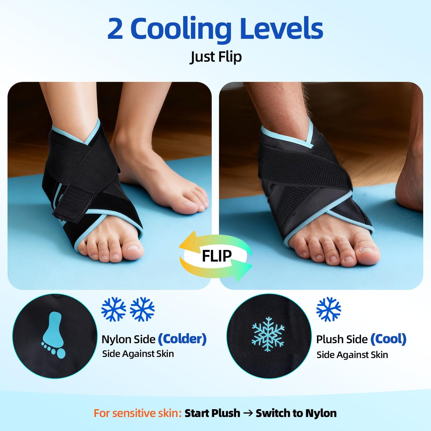 Comfytemp Ankle Foot Ice Pack Wrap for Plantar Fasciitis Relief, Heel Pain, Swelling, Achilles Tendonitis, Heel Spur, Sprain, Hot Cold Compress, Women Men Gift for Mom Dad, FSA Eligible HSA, 1 Pack