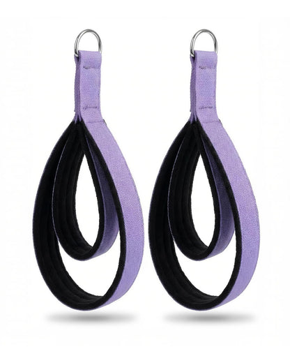 Wonderful Day 2PCS Pilates Straps for Reformer, Comfortable Enhanced Thickness, Fitness D-Ring Double Loop Exercise Straps for Home Gym Workout (Purple)