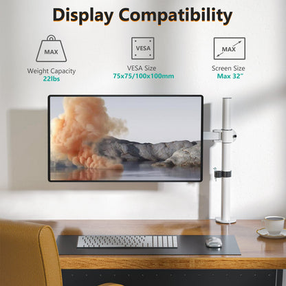 WALI Monitor Arm Mount for Desk, Single Extra Tall Computer Desk Mount, Monitor Bracket Mount Stand Single, up to 32 inch, 22 lbs (M001XL), Black