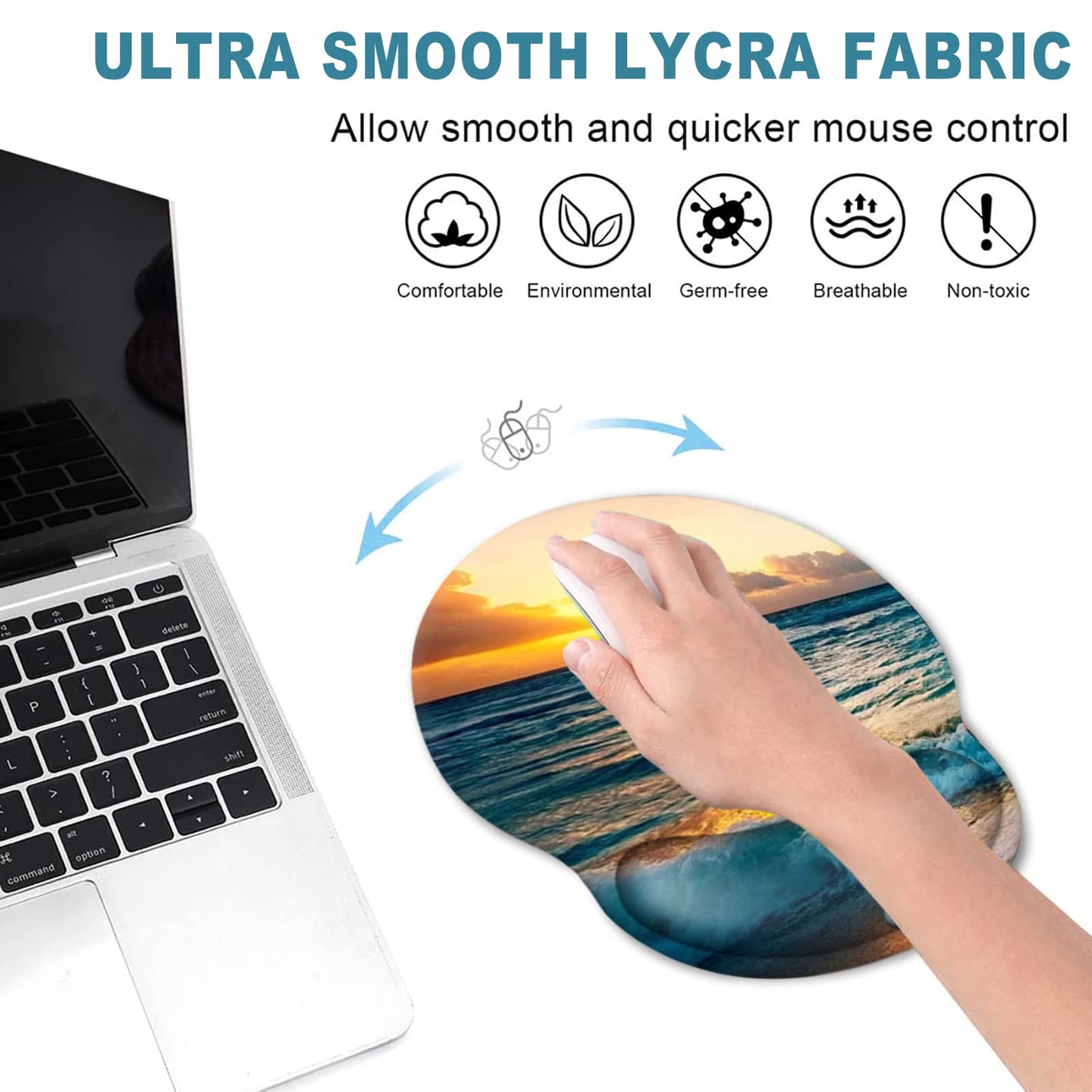 ToLuLu Mouse Pad Wrist Rest Support Gel, Ergonomic Mouse Pads with Non Slip PU Base, Mouse Wrist Rest Pad for Laptop Computer Home Office Working Gaming Pain Relief, Sunset& Beach