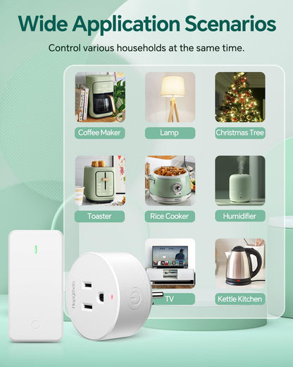 Remote Control Outlet, Buckle Design Removable Wireless Wall Mounted Light Switch, 300 ft 15A 1500W, No Wiring Electrical Remote Outlet for Appliance