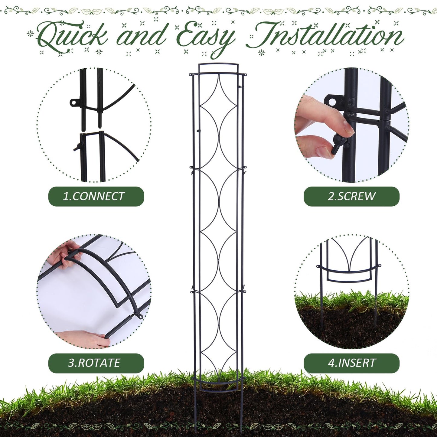 Novabright 2 Pack 71''h X9.8''w Garden Trellis for Climbing Plants Metal Plant Trelli Indoor Outdoor Metal Garden Trellis for Potted Plants Climbing Houseplants Flowers Decorative Outdoor Downpipes