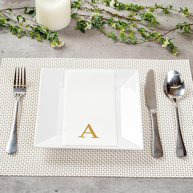 Luxenap 15.8 X 7.9 Inch Linen-Feel Guest Towels, 50 Lettered Hand Towels