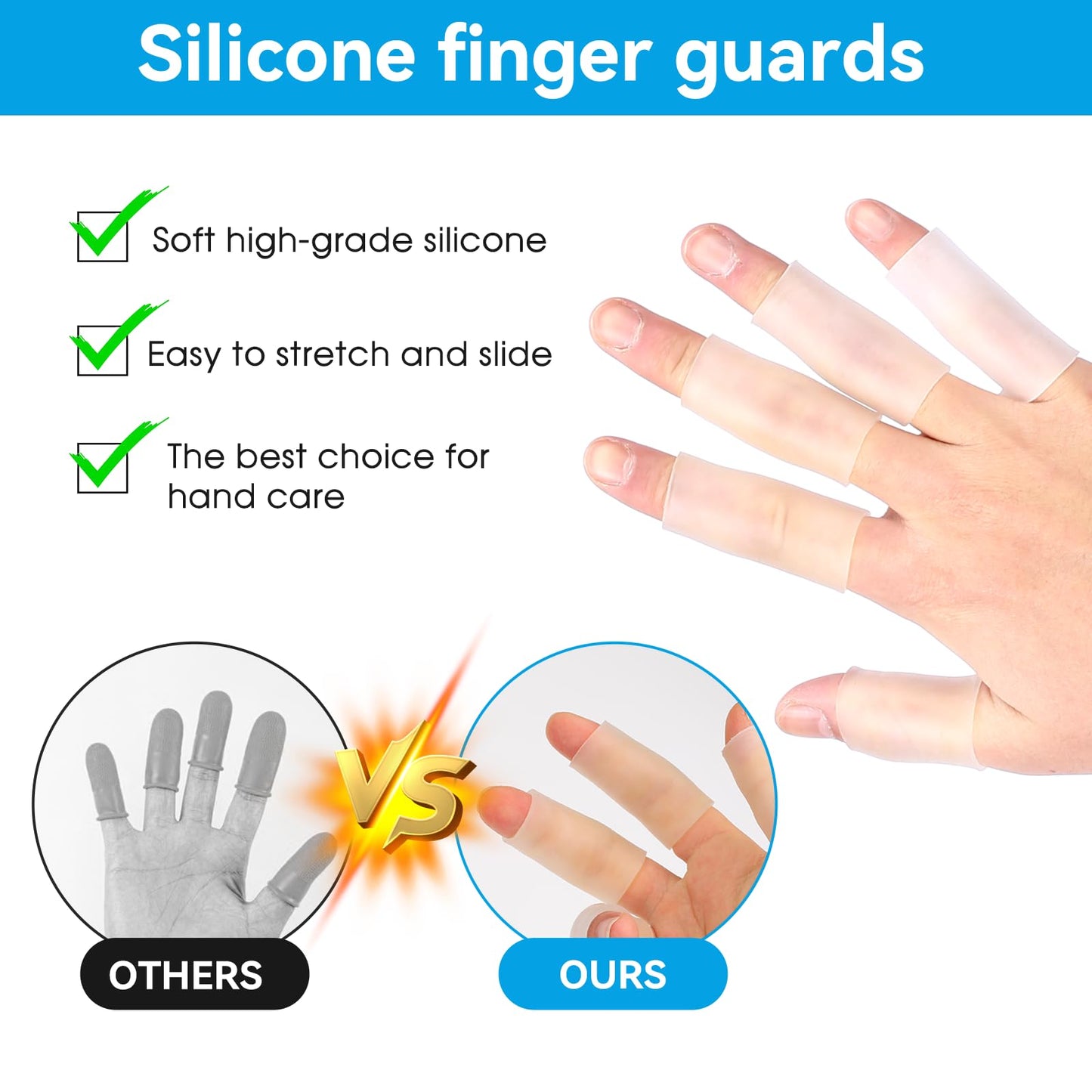 salbsever 20 Pcs Finger Sleeves Protectors Silicone Finger Sleeve Gel Finger Sleeve Protectors Finger Covers Cushions and Protects Rubber Finger Shields Provide Relief forCracked Finger