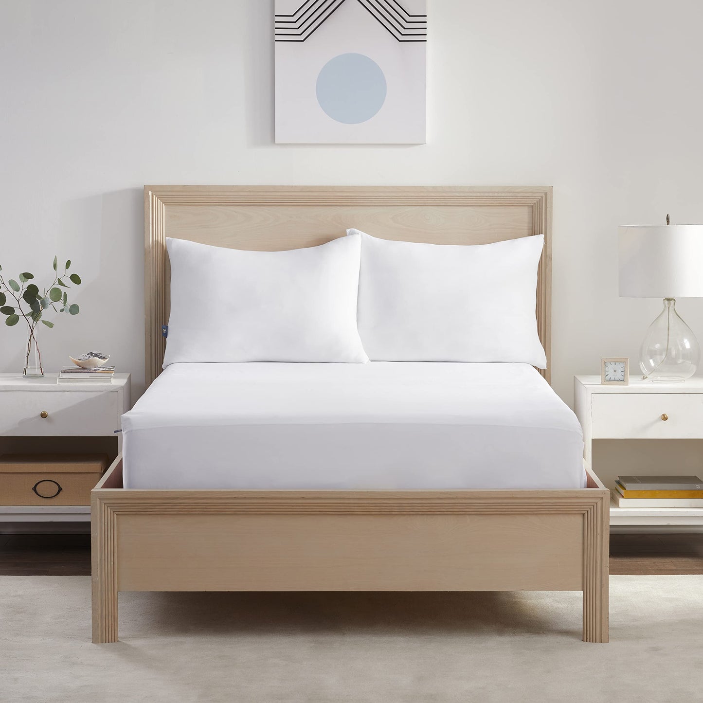 Serta Power Chill Waterproof Mattress Cover, Soft and Breathable Cooling Mattress Protector, 15" Elastic Deep Pocket for Secure Fit, California King, White