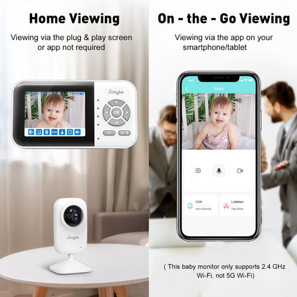 Simyke Upgrade Video Baby Monitor with 2 Cameras and Audio 2.8" Screen, Night Vision, APP, 2 Way Talk, 1200ft Long Range, Feeding Clock, Temperature Detection, Portable Wireless Baby Cam Home Use