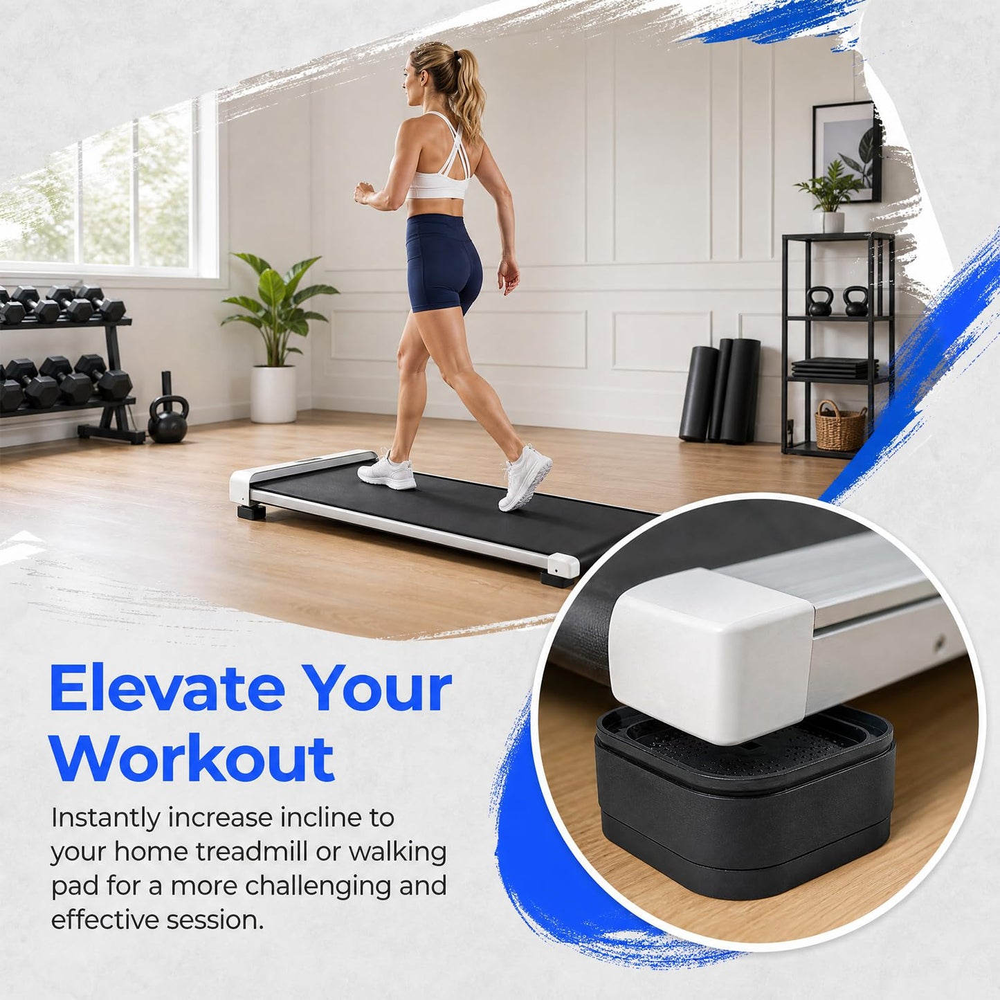 OPSJRNDUSK 4PCS Treadmill Incline Riser Blocks, Stackable Walking Pad Incline Blocks for Leveling & Uphill Training, Textured Support Pads for Home Gym Treadmill Accessories